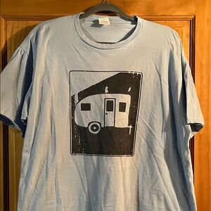 Port and Company Light Blue Tee with Camper Design